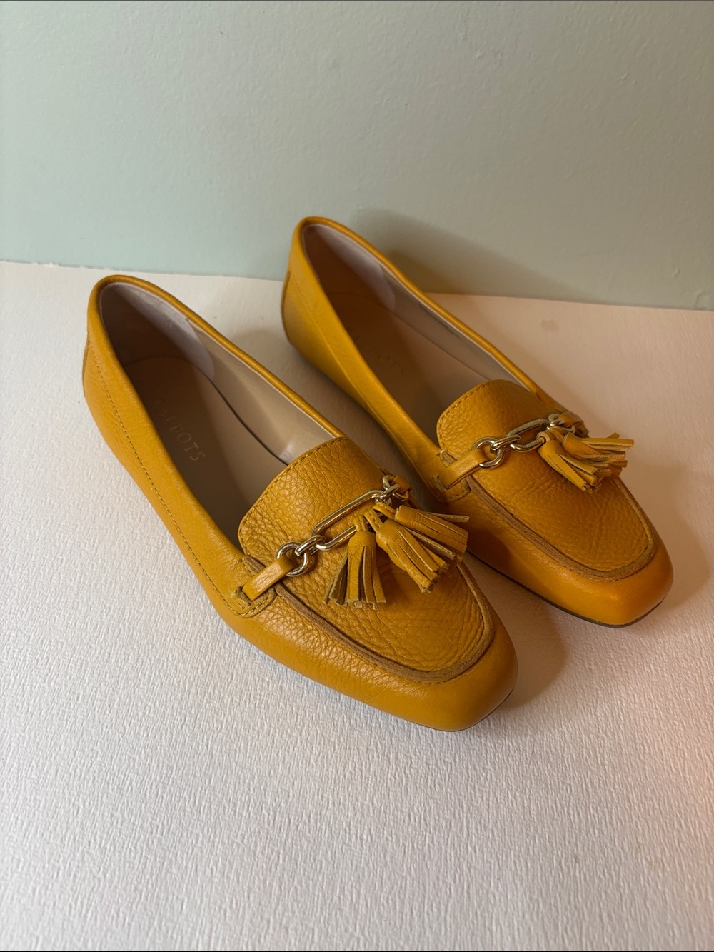 Talbots Yellow Becca Leather Tassel Driving Moccasins